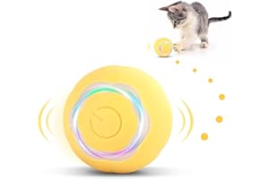 KEWUZY Bola De Juguete Interactivo para Gatos,Carga USB Juguetes para Gatos Pelotas, Pelota De Juguete Interactivo para Gatos,Rotación Automática De 360 ​​Grados,Dos Modos con Luz LED (Giallo)
