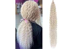 Dsoar Deep Twist Crochet Hair Mechones de Pelo de Onda de Agua Extensión de Pelo Sintético Rizado Trenzado Ombre Kinky Curl Trenzado Hairpiece, 30 Pulgadas 3 Packs