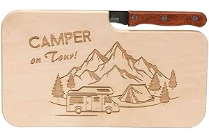 Spruchreif · Brotzeitbrett mit Messer · Brotzeitbrett mit Gravur · Holzbrett mit Messer · Geschenke für Camper · Outdoor Geschenke · Outdoor Frühstück