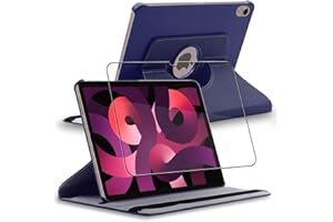 ebestStar - Coque pour iPad 10.9 (2022) Apple, Etui Rotatif 360, Housse Protection PU Cuir, Bleu Foncé + Verre Trempé