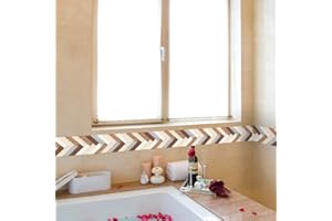 FUNLIFE Autocollants de bordure de papier peint, Frise Murale géométrie Adhesive Sticker, plinthe pour la décoration de bricolage à la maison, 10x200cm, épissage marron