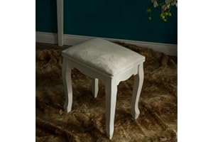 ‎LEBENSWOHNART LEBENSwohnART Hocker League Weiß Barock Sitzhocker Fußhocker Schminktisch Vintage Landhaus