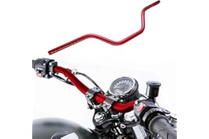RUNFARR 7/8" 22mm motorcycle Mid Handlebars, Motorcycle Handlebar Handle Bars Universal for All Motorcycle which the clamp 7/8" 22mm-Red