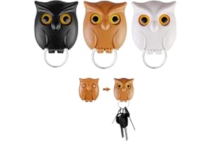 ZSTNPP 3 Pcs Night Owl Key Holder, Owl Key Holder for Wall, Automatic Open Close Eyes Owl Key Holder, Night Owl Key Hanger Hook Wall Mounted Keychain Hanger for Wall