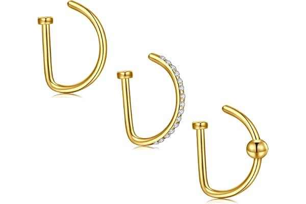MODRSA Faux Piercing Nez Anneaux 20G Faux Septum Piercing Non-Piercing Oreille Femme Homme Piercing Lèvre Anneaux