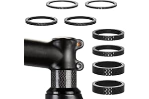 TONGDEJING Lot de 8 espaceurs de potence de vélo, 1/8", entretoises de jeu de direction de vélo, en fibre de carbone, espaceurs noirs, entretoises pour fourche de vélo, jeu de direction pour vélo de route (noir)