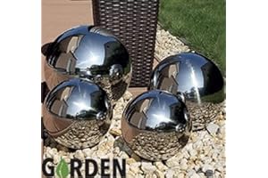 SARRAH Garden Set of 4 Silver Mirror Spheres Stainless Steel Gazing Balls