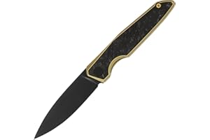 FerraMonster Taschenmesser Klappmesser Outdoor Messer Survival Messer EDC Einhandmesser mit Taschenclip, Tasche - M390 Stahl, Griff mit Titan- und Kohlefasereinlage - Männer Geschenk (Black & Golden)