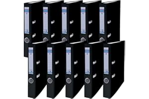 DONAU Master Ordner Schmal 10er Pack FSC/DIN A4 / 5 cm / 10 Stück/Schwarz/Kunststoffbezug PP/Carton Papier Schlitzordner Büroordner Aktenordner Ringordner/Grünen Punkt