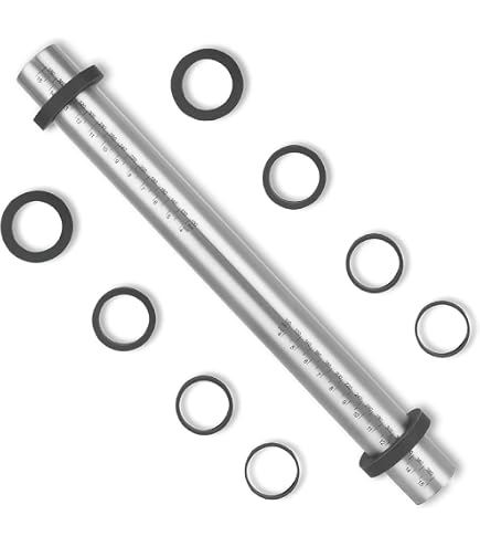 Mattarello In Acciaio Inox 61 Cm Con Distanziatori Regolabili – 4 Anelli Di Spessore, Per Pizza, Biscotti E Pasta