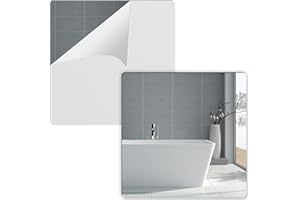 Olicky Espejo de Pared Adhesivos 20 x 20 CM, 2 Piezas de Espejos Acrílicos de 2 mm Espesor para Decoración Hogareña, Sala de Estar, Baño y Dormitorio