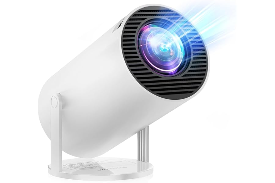 [Built-in Apps & Android 11.0] Mini Projector Portable 20000 Lux Projector 4K Supported 180° Rotation & Auto Keystone, Outdoor Compatible with TV Stick/Windows/iOS/Android/HDMI/USB (1080P)