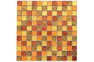 CONWIRE Vetro trasparente Tessere di mosaico arancia oro multicolore