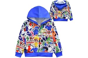 DONY Rainbow Ragazzi Friends Felpa con Cappuccio,Divertente Stampa 3D Felpa con Grafica Cartoon Manica Lunga Pullover,Cosplay,Carnevale Masquerade Natale Giornata dei Bambini Festa Halloween Blu