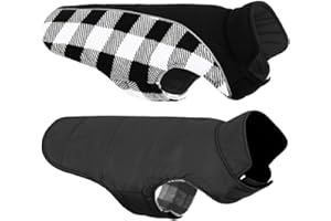 CITÉTOILE Manteau Chien Coupe-Vent, Manteau Veste pour Chien d'hiver Réversible, Veste vêtement d'hiver Chaud pour Chiens Petit Moyen Grand, Réfléchissants, Manteaux Polaire Chien, Noir, 2XL