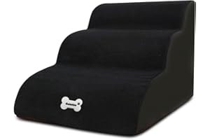 Galatée Scale Per Animali Domestici, Rampa Per Animali Domestici Rimovibile Lavabile, Gradini Per Cani In Schiuma Ad Alta Densità 3 Livelli Scala Per Animali Domestici（Nero）