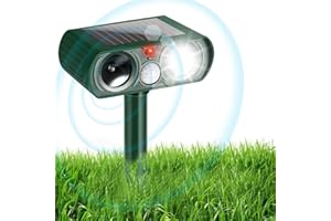 HOPSEM Cat Scarers for Gardens Cat Repellent Solar Fox Deterrents Ultrasonic Animal Repeller Pest Repellent Motion Activated Sensor with Flashing Light Waterproof for Farm Dogs Birds etc (Upgraded)