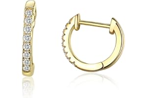 Qings Pozłacane cyrkonie małe kolczyki obręcze Huggie ze srebra wysokiej próby 925 modne modne kolczyki jako prezent dla dziewczyn, Srebro szterlingowe, Cyrkonia