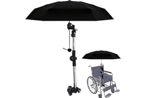 ANGLEPINGPING 2 in 1 Umbrella with Umbrella Mount Holder,180° Adjustable Umbrella Mount, Umbrella with Stretch Mount Stand for Pram,Pushchair,Wheelchair,Bicycle,Stroller,Walker, Rollator, Chair