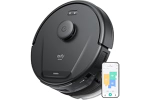 eufy Clean L60 robot odkurzający ze stacją ssącą, bardzo duża siła ssąca 5000 Pa, zapobiega plątaniu się włosów, stacja odsysająca 60 dni bez opróżniania, nawigacja laserowa iPath (L60 Hybrid)