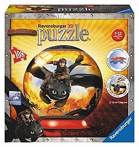 Preisvergleich Produktbild Ravensburger 12262 - Dragons - Drachenzähmen leicht gemacht, 108 Teile 3D Puzzle-Ball