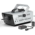 Machine à Neige 1200W avec Télécommande et Commande Filaire, Jet de Neige de 3M Taille des Flocons Réglable pour Noël Mariages Fêtes Scènes