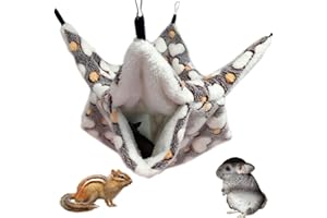 NALCY Kleintierkäfig-Hängematte, Kleine Tiere-Hängematte, 3-lagige Zucker-Hängematte, Hamsterkäfig-Zubehör, Gemütliches Kleintierbett für Chinchilla, Papagei, Zucker, Frettchen, Ratten, Hamster