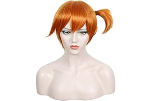 Linfairy Peluca Corta Naranja Para Disfraz de Halloween Peluca Para Mujer Pelo de Fiesta