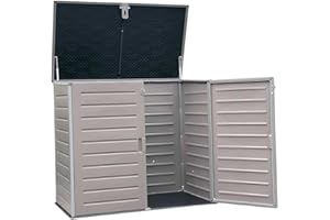 EASYLIFE LIFESTYLE SOLUTIONS Easylife Jumbo Utility Cabinet for Wheelie Bin Storage, Lockable Bin Store Houses 2 Bins, Weatherproof Storage Shed with 1,170L Capacity, Easy to Assemble, L140xW81.5xH125cm - Fully Guaranteed