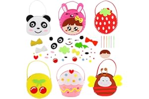 Favengo 6 Pcs Kids Sewing Kit Fun Sewing DIY Craft Ornaments Kids Educational Sewing Toys Felt Fabric Felt Sewing Gifts with Sewing Tools for Beginner Children Girls Learn to Sew (6 Patterns)