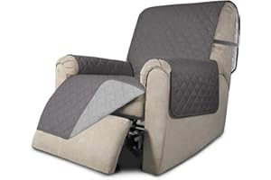 GREATIME Sofa Covers,Slipcovers,Reversible Quilted Furniture Protector,Water Resistant,Improved Couch Shield with Elastic Straps,Anti-Slip Foams,Micro Fabric Pet Kids,Children,Dogs (Recliner, Gray/Light Gray)
