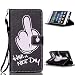 Produktbild Huawei P8 Lite Hülle,Huawei P8 Lite Wallet Case Flip Cover Hüllen Etui Lederhülle,EMAXELERS Rot Winkel Mädchen Muster Huawei P8 Lite Tasche Schwarz PU Leder Brieftasche Hülle,Schutzhülle für Huawei P8 Lite Hülle Ledertasche mit Standfunktion für Huawei P8 Lite,Middle Finger