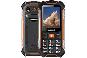 Hammer H Power LTE Handy ohne Vertrag,2.4 Zoll Farbdisplay,Robust,Mega Batterie 3100 mAh,(IP68),Stoßfest,Baustellen Tasten,Taschenlampe,Dual SIM,256MB Tastenhandy - Schwarz