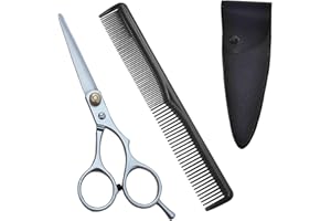 iCovalescent Ciseaux Coiffure Professionnel, Ciseaux Coiffure, Professionnel Amincissants Coupe de Cheveux Ciseaux Désépaissir Ensemble en Acier Inoxydable avec Peigne (15.5cm)