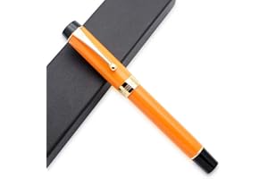 CZXWYST JINHAO Century 100 18KGP Golden Plated Resin Fountain Pen (Orange, Medium Nib)