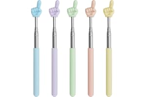 Juyibaao 5 Pcs Telescopic Finger Pointer Stick – Extendable Retractable Teacher Pointer for Classroom, Stainless Steel Hand Stick for Kids Reading, Kindergarten, Elementary School Supplies