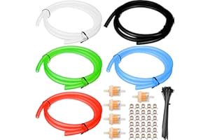 ZAMDOE Manguera de Combustible (5 Piezas * 1 Metro) Línea de Combustible de Goma para Motocicletas motosierras recortadoras (Negro/Rojo/Azul/Verde/Transparente) con filtros de Combustible