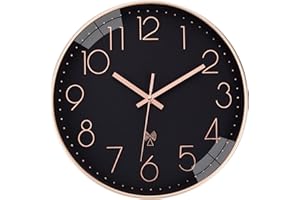 ‎ACCSHINE ACCSHINE Wanduhr Funk Lautlos Funkuhr Wand Wanduhr Ohne Tickgeräusche 30cm Quarz Batterie Groß Einfach zu Lesen für Zimmer Zuhause Küche Wohnzimmer Schlafzimmer Büro Schule (Schwarz)