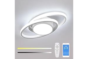 Mckalen Plafón Techo Regulable Salón, 39W 4387LM Lámpara LED Con Mando/APP, Luz Moderna Blanco 3000K-6500K Para Salón Dormitorio Cocina Comedor, 38.5CM