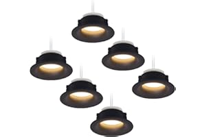 HCFEI Lot 6 Spots LED Encastrables Complet Noir Rond avec Ampoules GU10 Module Blanc Chaud 3000K 5W 430lm eqv. 50W IP20 Dimmable, Spot encastrable Ø 68mm