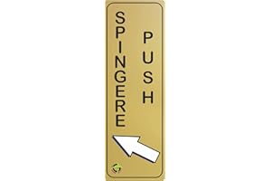 SOCIAL CRAZY TARGHE ADESIVE ORO - spingere push - Targhette Autoadesive, Impermeabili Lavabili, uffici, Pub, Banche, aziende, ufficio (20X7 CM)