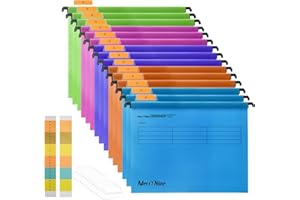 MerryNine Lot de 15 dossiers suspendus en polypropylène avec onglets et inserts de carte pour l'école, la maison, le travail et le bureau