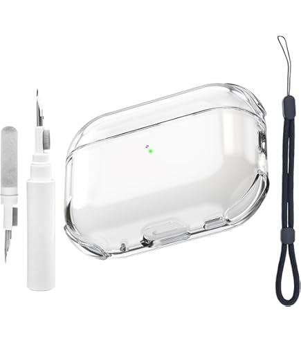 MHYALUDO Coque Pour Airpods Pro 2ème (2023/2022)/1ère (2019) Génération Avec Fermeture Sécurisée, USB-C, Coque Transparente Souple Antichoc Avec Stylo De Nettoyage Pour Cordon,Blanc