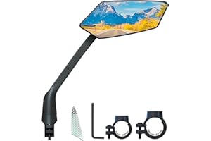 ROTOPATA Retroviseur vélo guidon 2024, en verre cristal Grand angle convexe UHD sécurisé, accessoire de vélo facile à installer pour e-bike, scooter et snowbike (Convexe Droit argent)