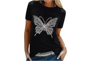 FUNALOE Tops for Women UK Sale, Tops and Blouses Summer Tops Funny Tops for Girlfriend Short Sleeve Tops Plus Shirt Tees Cute Fall T Shirt Butterfly Shirt Gift Tops Size 6-18 Mothersday Gifts