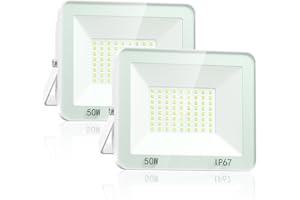 VRTOGTHE 50W Projecteur LED Extérieur 2 PACK, 72 Puces 5000LM Spot LED Extérieur, Blanc Froid 7000k IP67 Étanches Eclairage Exterieur pour Terrasse, Cour, Jardin, Garage Et Usine