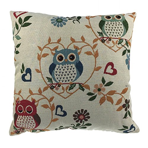Luxbon Eule Owl Herz Leinen Kissenbezug Kissen Pillowcase Auto Haus Deko 45 x 45 cm