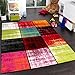 Kids' Rug - Squared Design - Multicoloured - Mottled Red Pink Green Blue, Size:80x150 cm