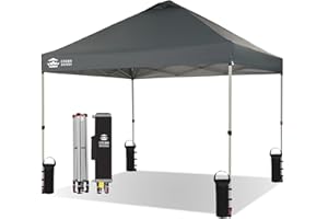 CROWN SHADES Pop Up Gazebo 3m x 3m, Center Lock One Push Instant Pop Up Outdoor Canopy Tent, Heavy Duty Gazebo with Carry Bag, Bonus 8 Stakes and 4 Ropes, Grid Grey
