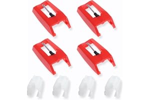 ANNLPOY Zestaw 4 igieł zapasowych do gramofonu – uniwersalne igły do gramofonu z wysokiej jakości tworzywa ABS i aluminium, kompatybilne z wieloma modelami gramofonów, idealne dla miłośników muzyki i